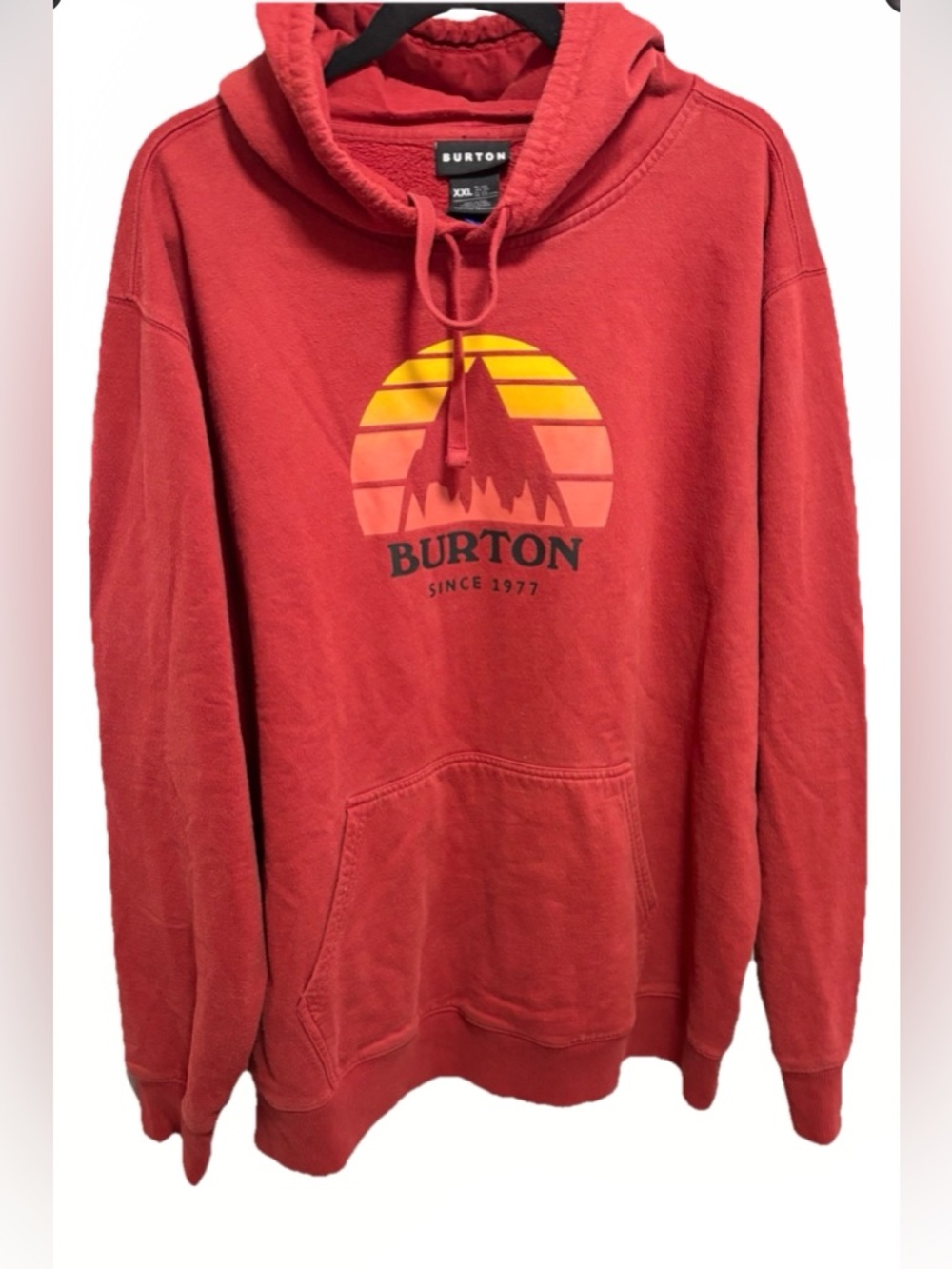 Burton Red Hoodie with Sunset Mountain Graphic XXL